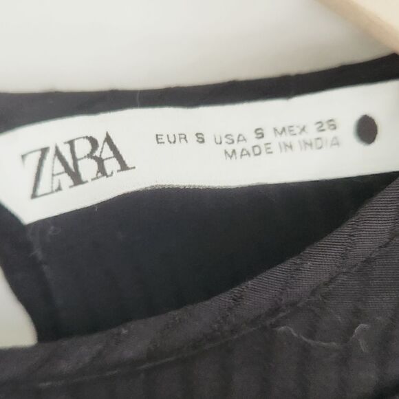 Zara Black Embroidered Peasant Top Size Small - Picture 5 of 7